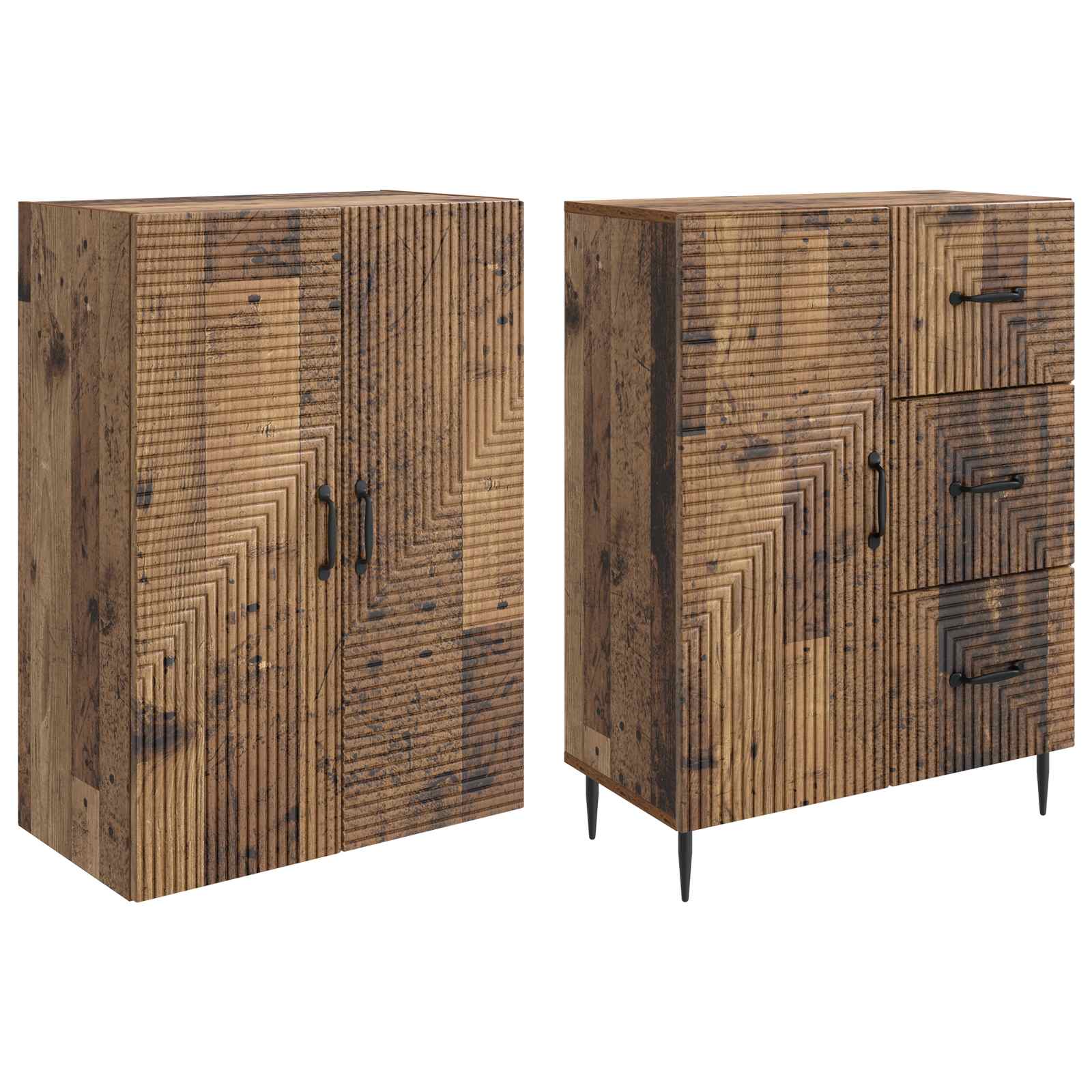 vidaXL Cabinet Set 2 pcs Old Wood 66 x 34.5 x 89.5 cm Engineered Wood 4