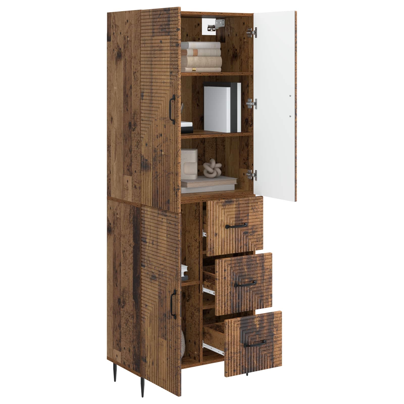 vidaXL Cabinet Set 2 pcs Old Wood 66 x 34.5 x 89.5 cm Engineered Wood 3