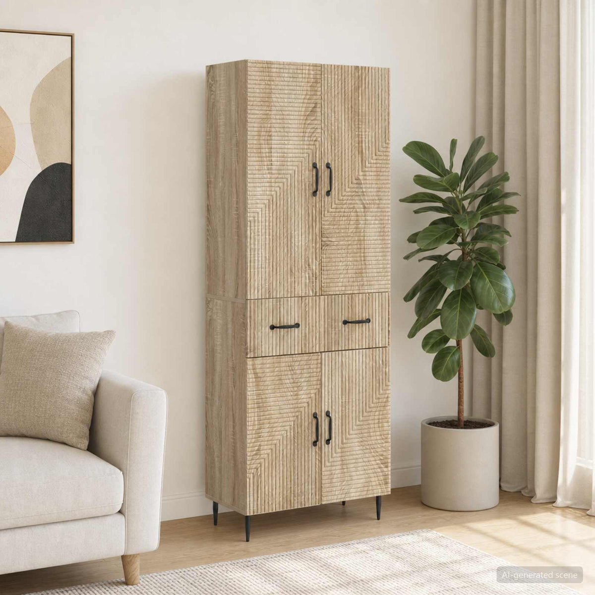 Cabinet Set 2 pcs Engineered Wood Sonoma oak