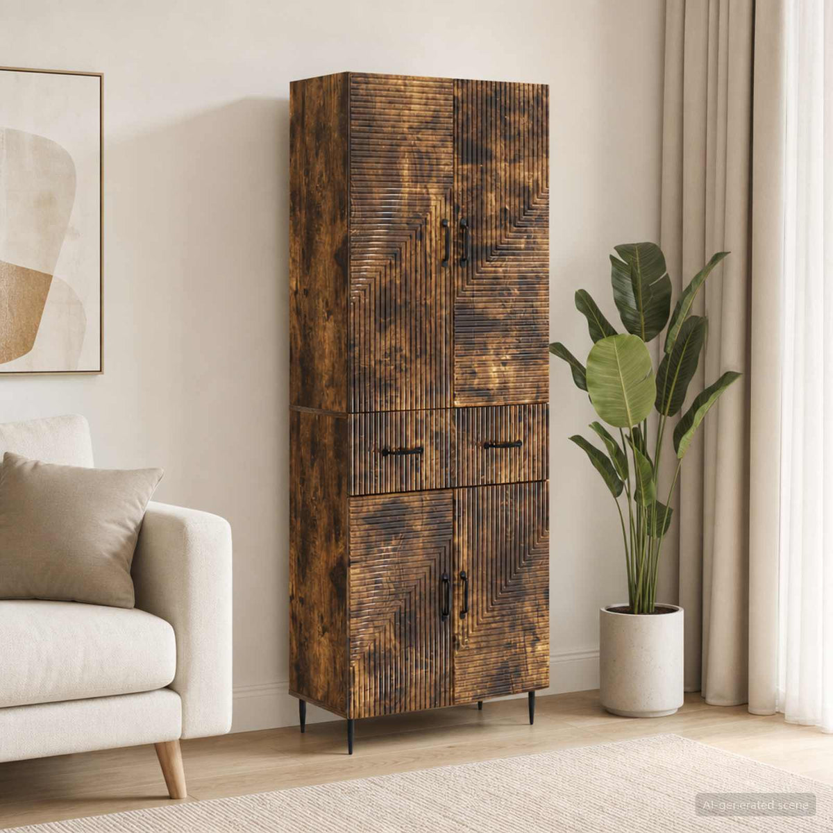 Cabinet Set 2 pcs Engineered Wood Smoked oak