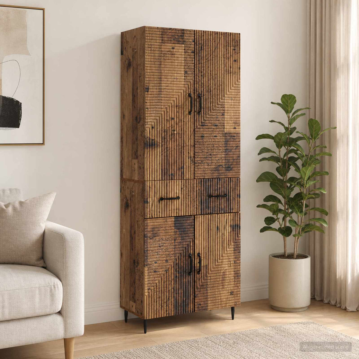 Cabinet Set 2 pcs Engineered Wood Old wood