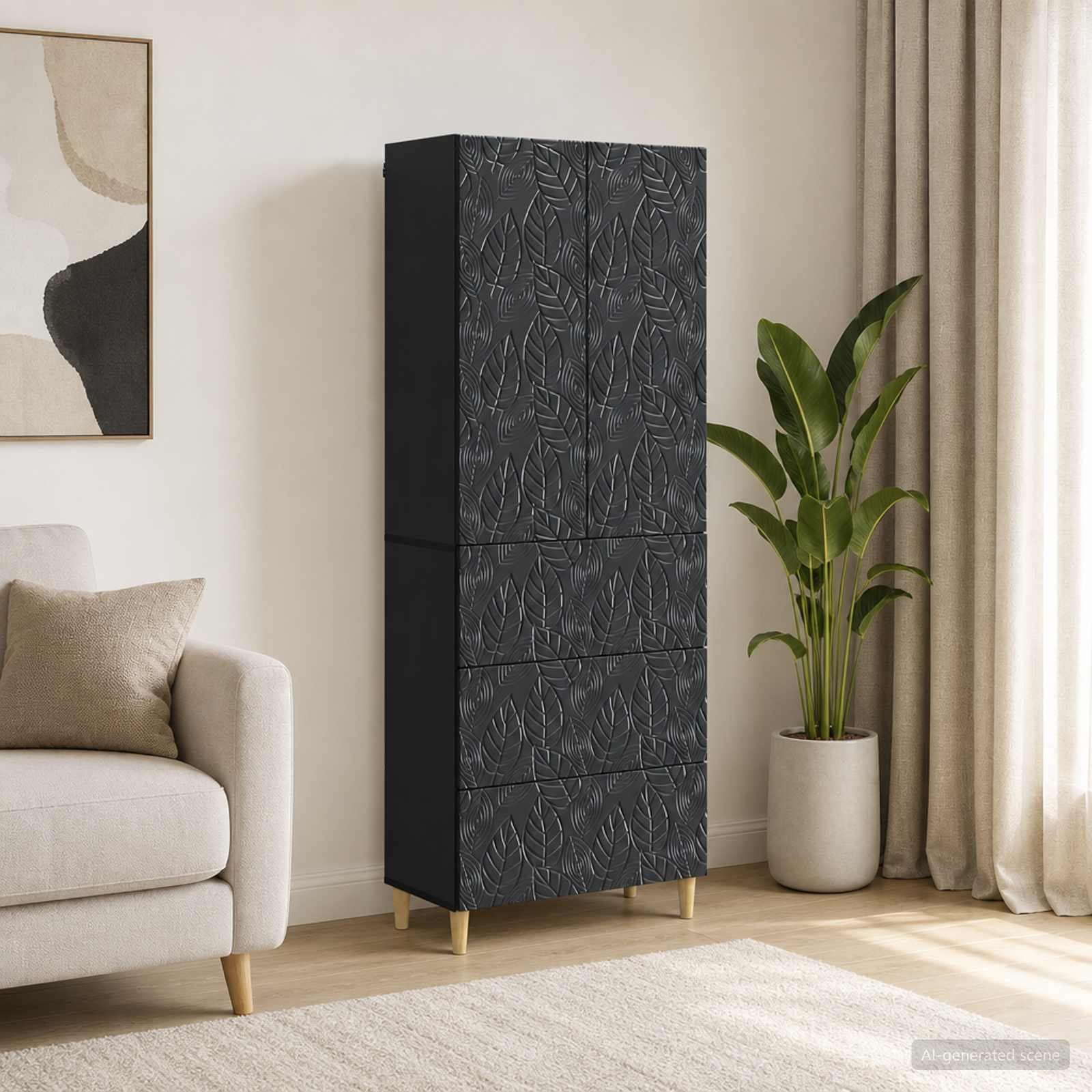 vidaXL Cabinet Set 2 pcs 66 x 34.5 x 90 cm Engineered Wood Black 1