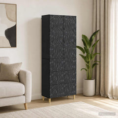 vidaXL Cabinet Set 2 pcs 66 x 34.5 x 90 cm Engineered Wood Black 1