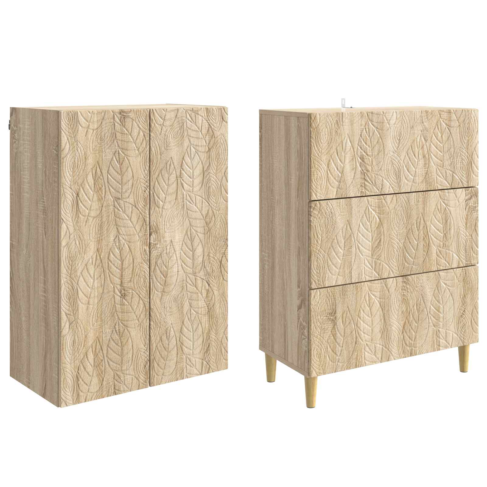 vidaXL Cabinet Set 2 pcs 66 x 34.5 x 90 cm Engineered Wood Sonoma Oak 4