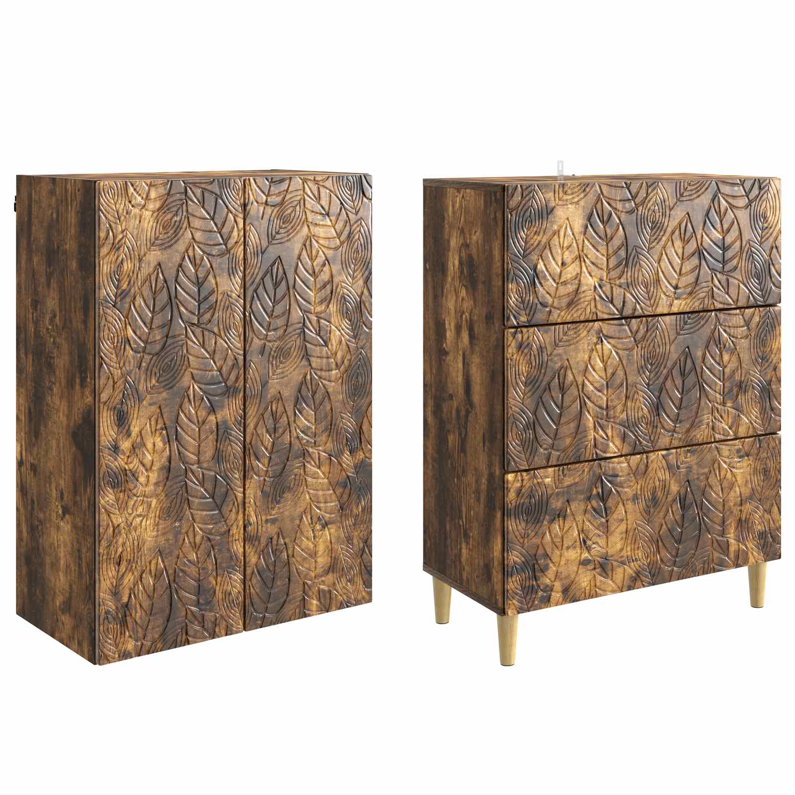 vidaXL Cabinet Set 2 pcs 66 x 34.5 x 90 cm Engineered Wood Smoked Oak 4