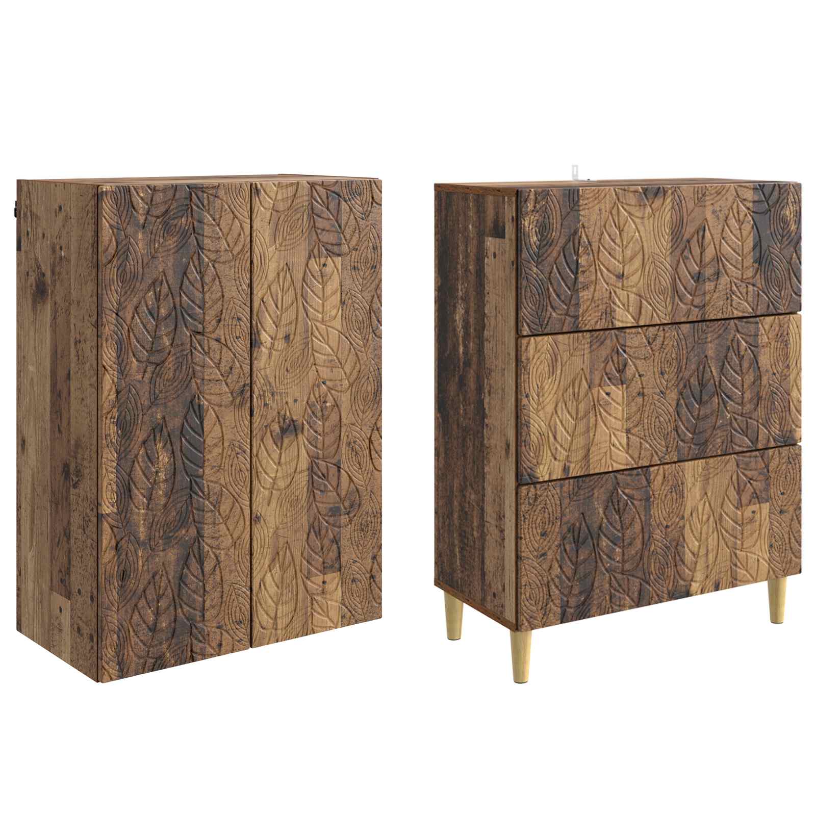 vidaXL Cabinet Set 2 pcs 66 x 34.5 x 90 cm Engineered Wood Old Wood 4