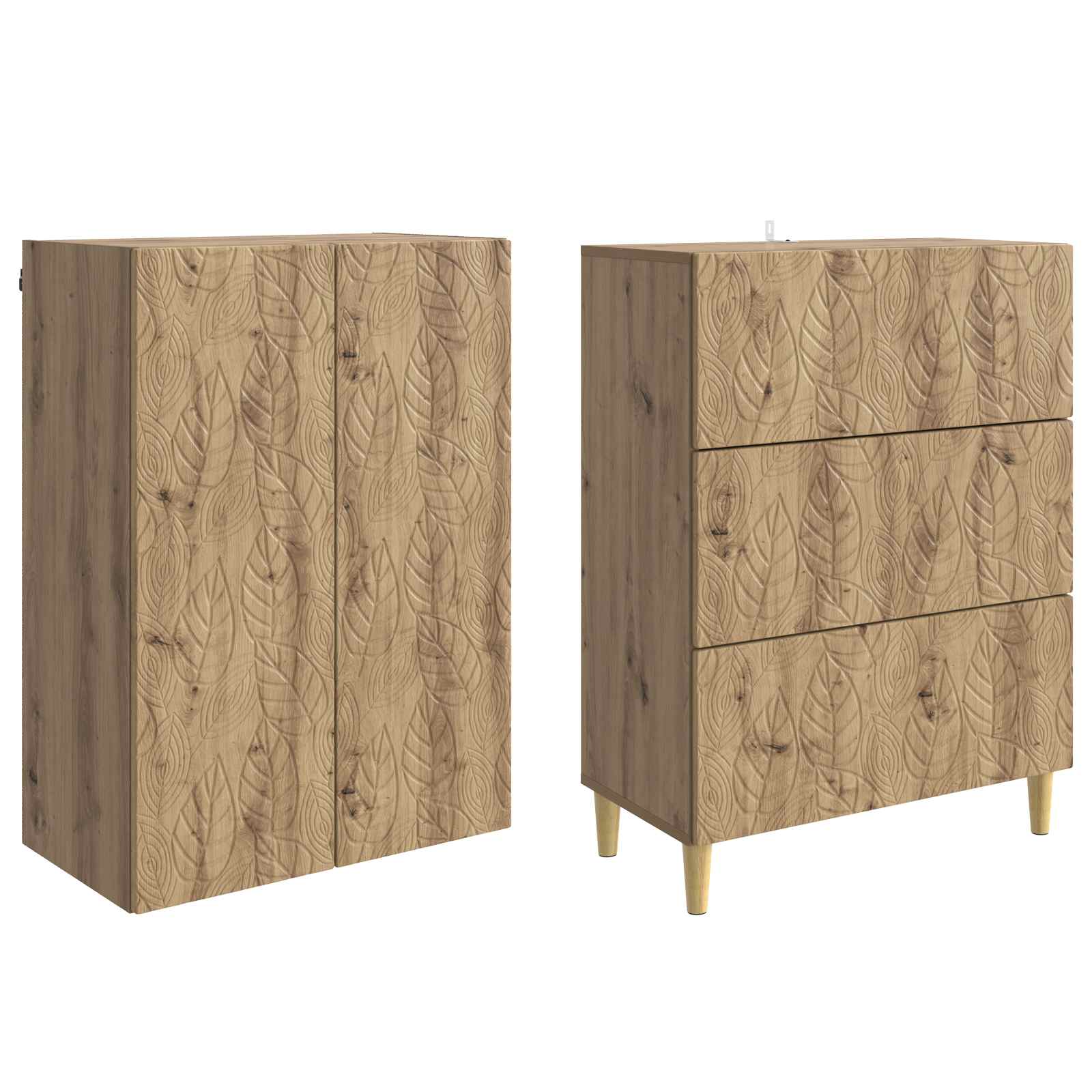 vidaXL Cabinet Set 2 pcs 66 x 34.5 x 90 cm Engineered Wood Artisan Oak 4