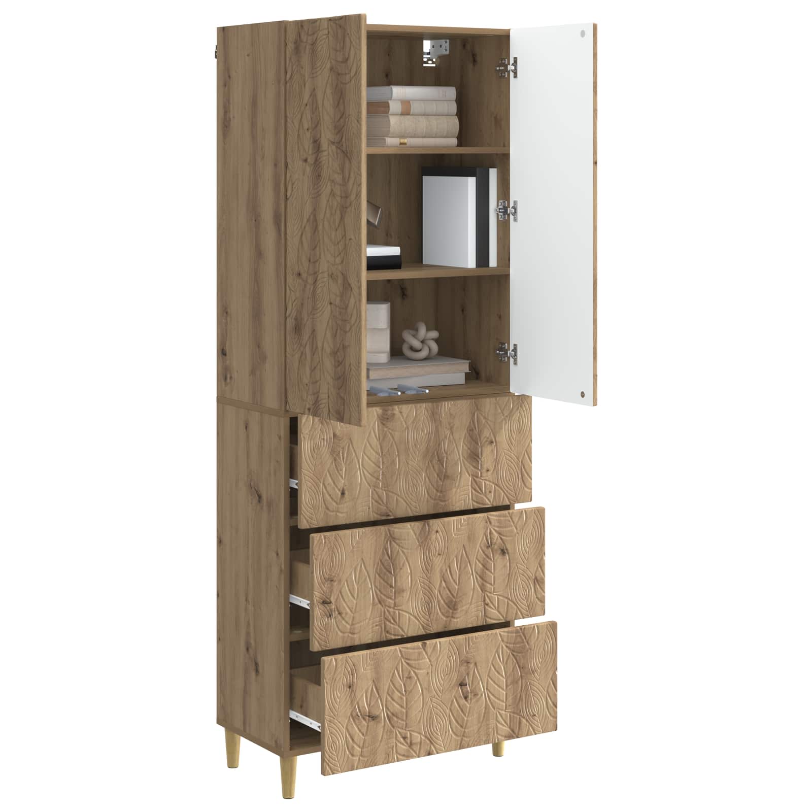 vidaXL Cabinet Set 2 pcs 66 x 34.5 x 90 cm Engineered Wood Artisan Oak 3