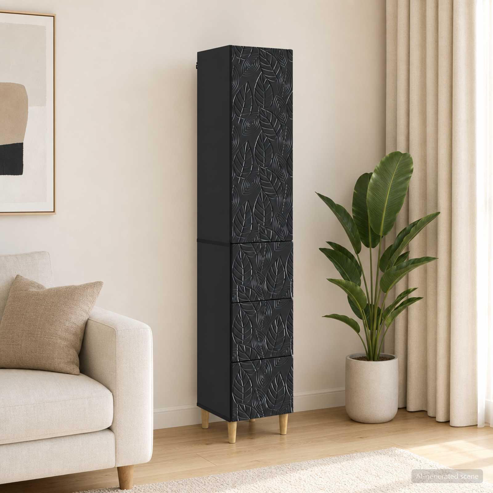 vidaXL Cabinet Set 2 pcs 33 x 34.5 x 90 cm Engineered Wood Black 1