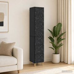 vidaXL Cabinet Set 2 pcs 33 x 34.5 x 90 cm Engineered Wood Black 1