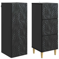 vidaXL Cabinet Set 2 pcs 33 x 34.5 x 90 cm Engineered Wood Black 4