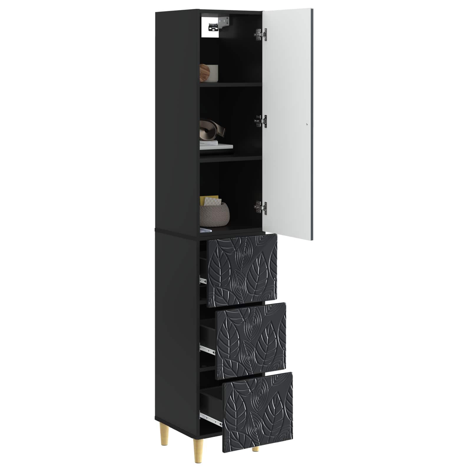 vidaXL Cabinet Set 2 pcs 33 x 34.5 x 90 cm Engineered Wood Black 3