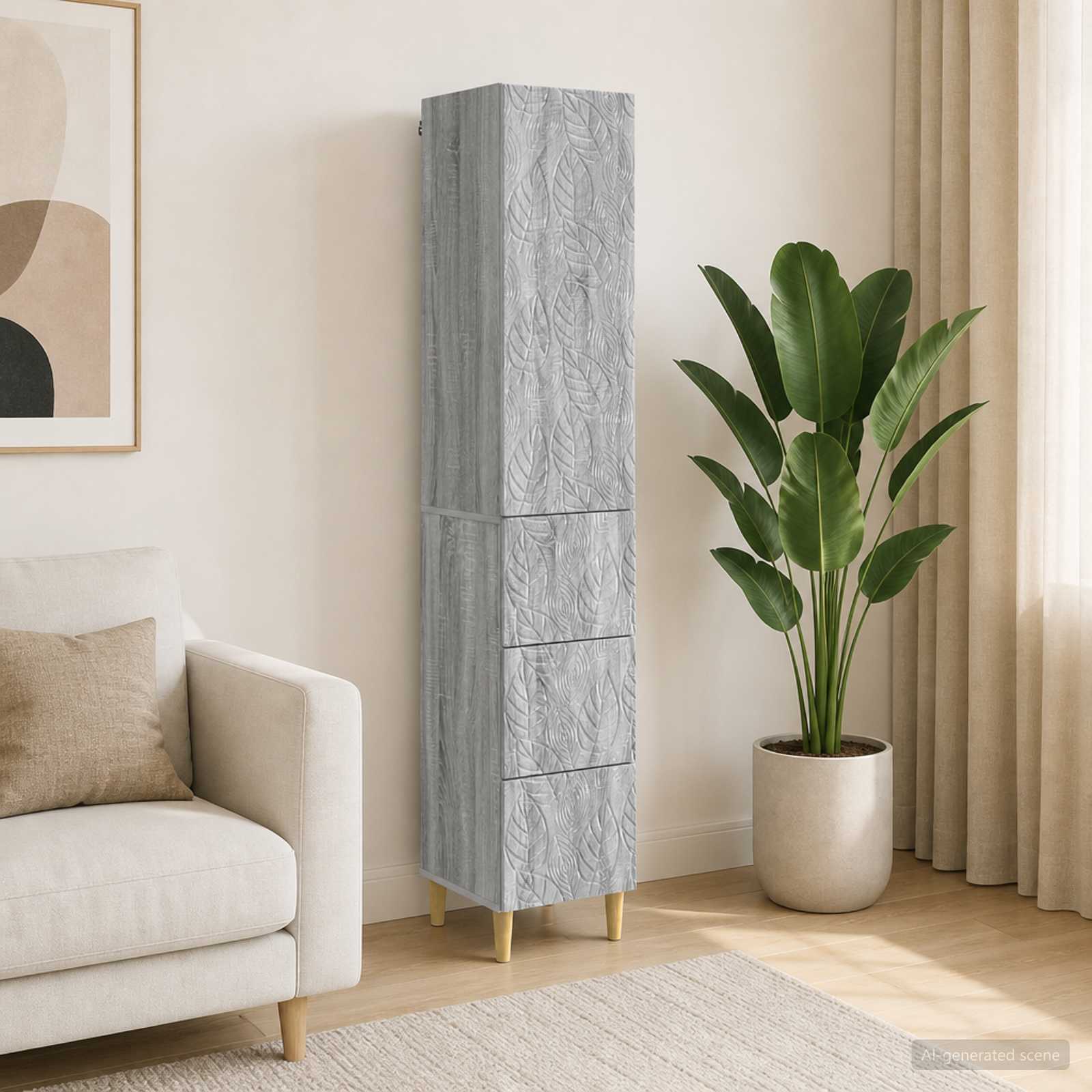 vidaXL Cabinet Set 2 pcs 33 x 34.5 x 90 cm Engineered Wood Grey Sonoma 1