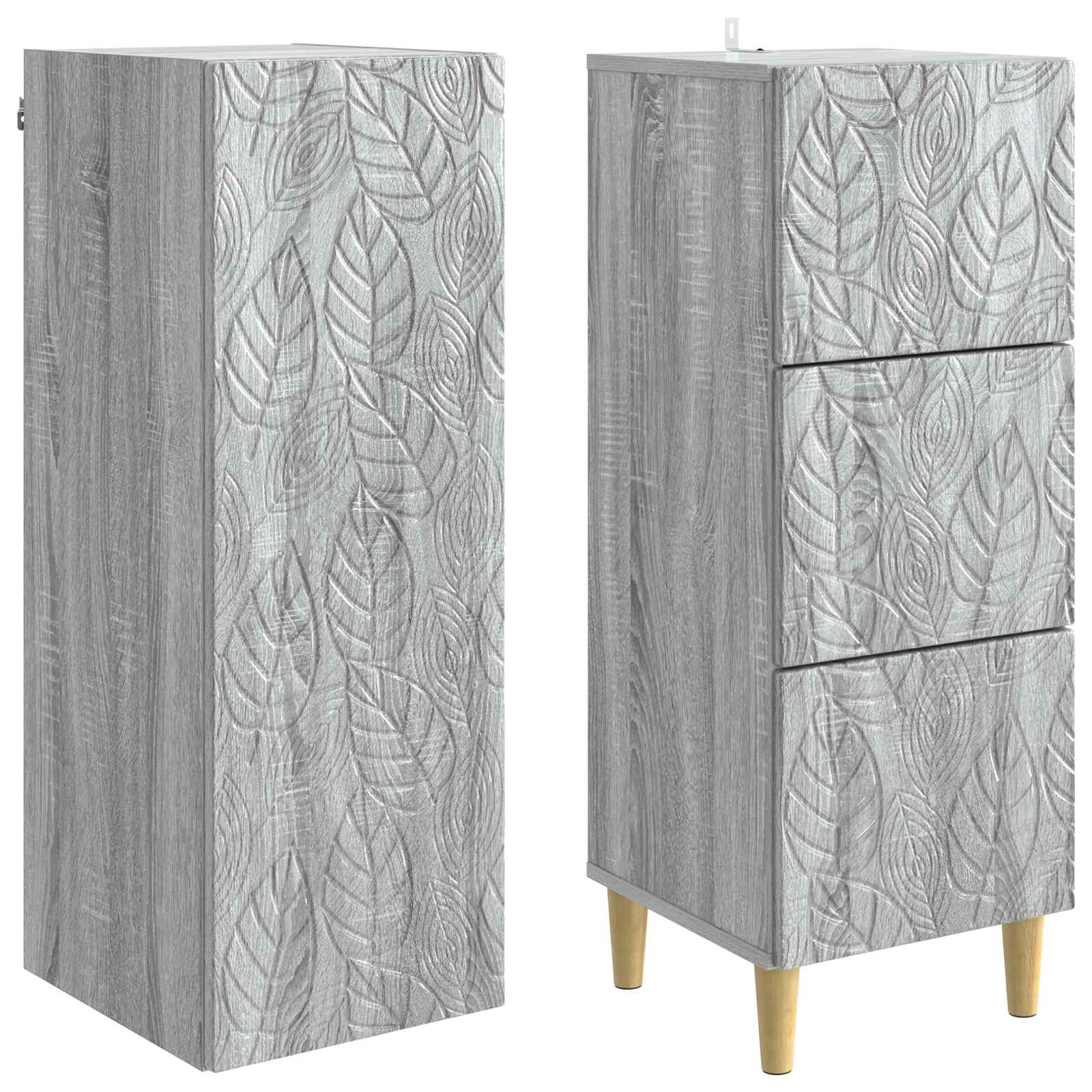 vidaXL Cabinet Set 2 pcs 33 x 34.5 x 90 cm Engineered Wood Grey Sonoma 4