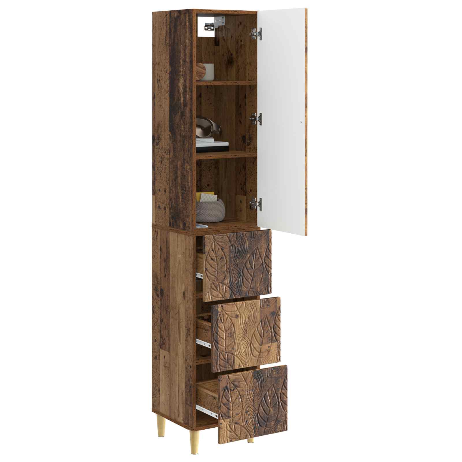 vidaXL Cabinet Set 2 pcs 33 x 34.5 x 90 cm Engineered Wood Old Wood 3