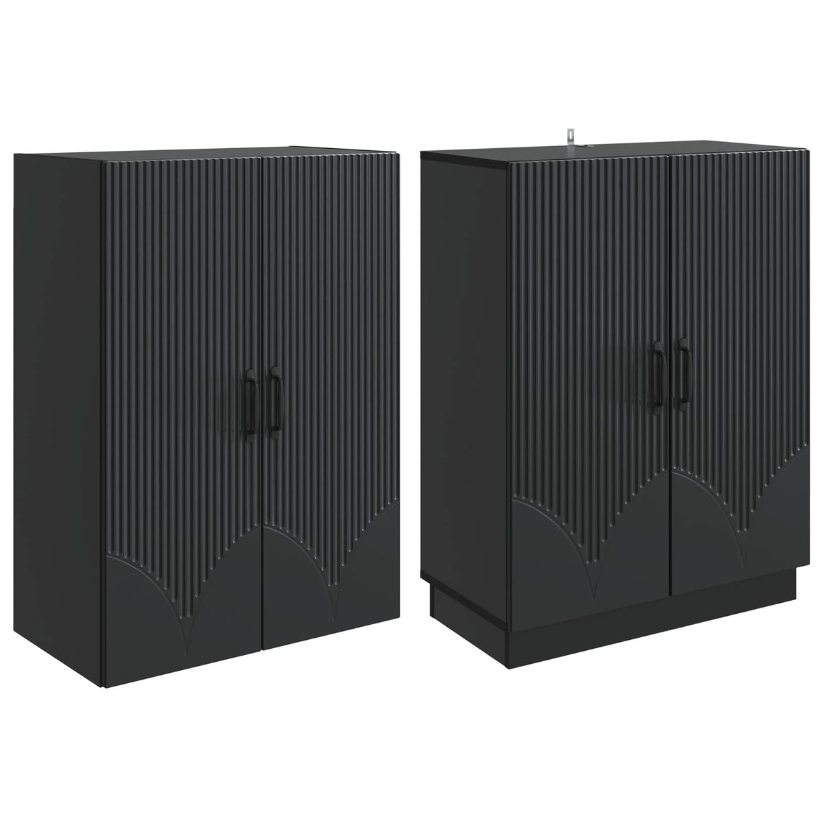 Cabinet Set 2 pcs Engineered Wood Black