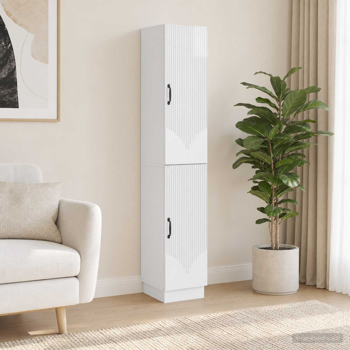 Cabinet Set 2 pcs Engineered Wood High gloss white