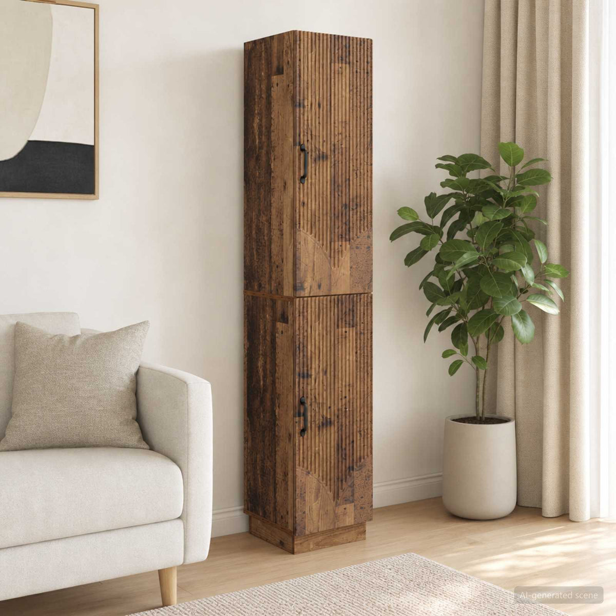 Cabinet Set 2 pcs Engineered Wood Old wood
