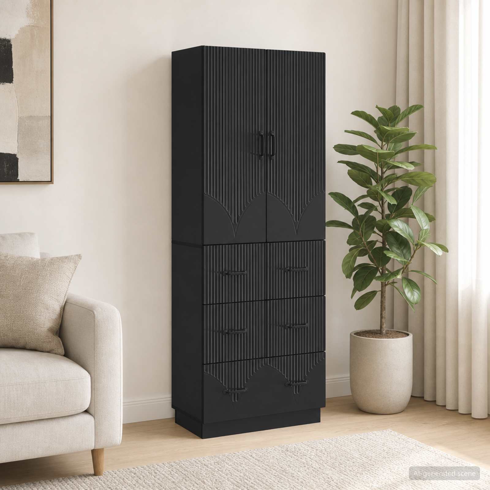 vidaXL Cabinet Set 2 pcs 66 x 34.5 x 87 cm Engineered Wood Black 1