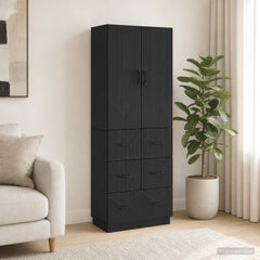 vidaXL Cabinet Set 2 pcs 66 x 34.5 x 87 cm Engineered Wood Black 1