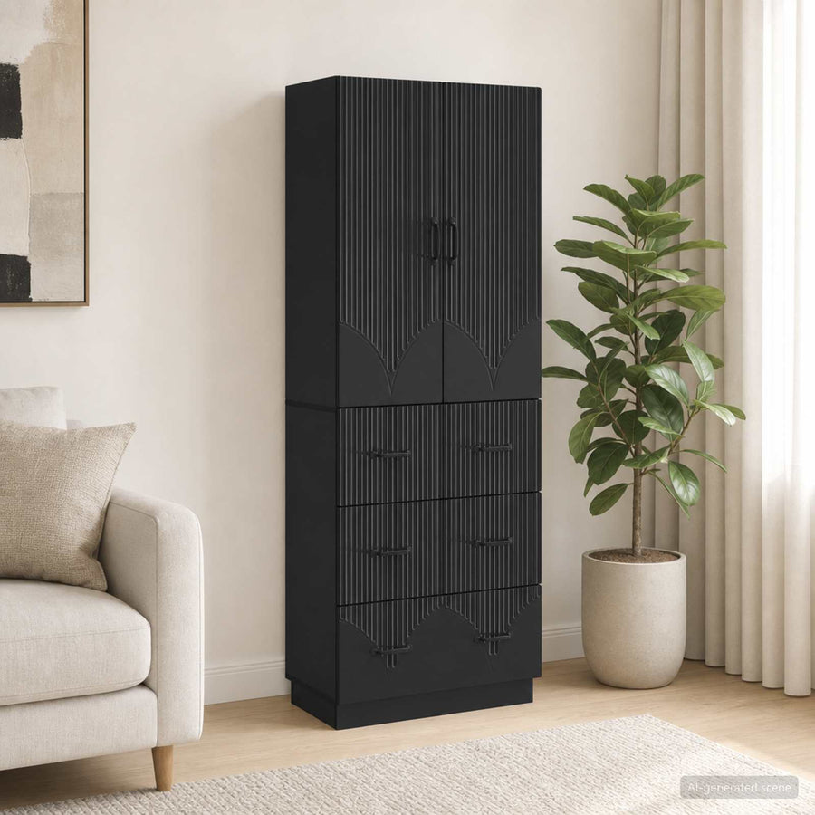 vidaXL Cabinet Set 2 pcs 66 x 34.5 x 87 cm Engineered Wood Black 1