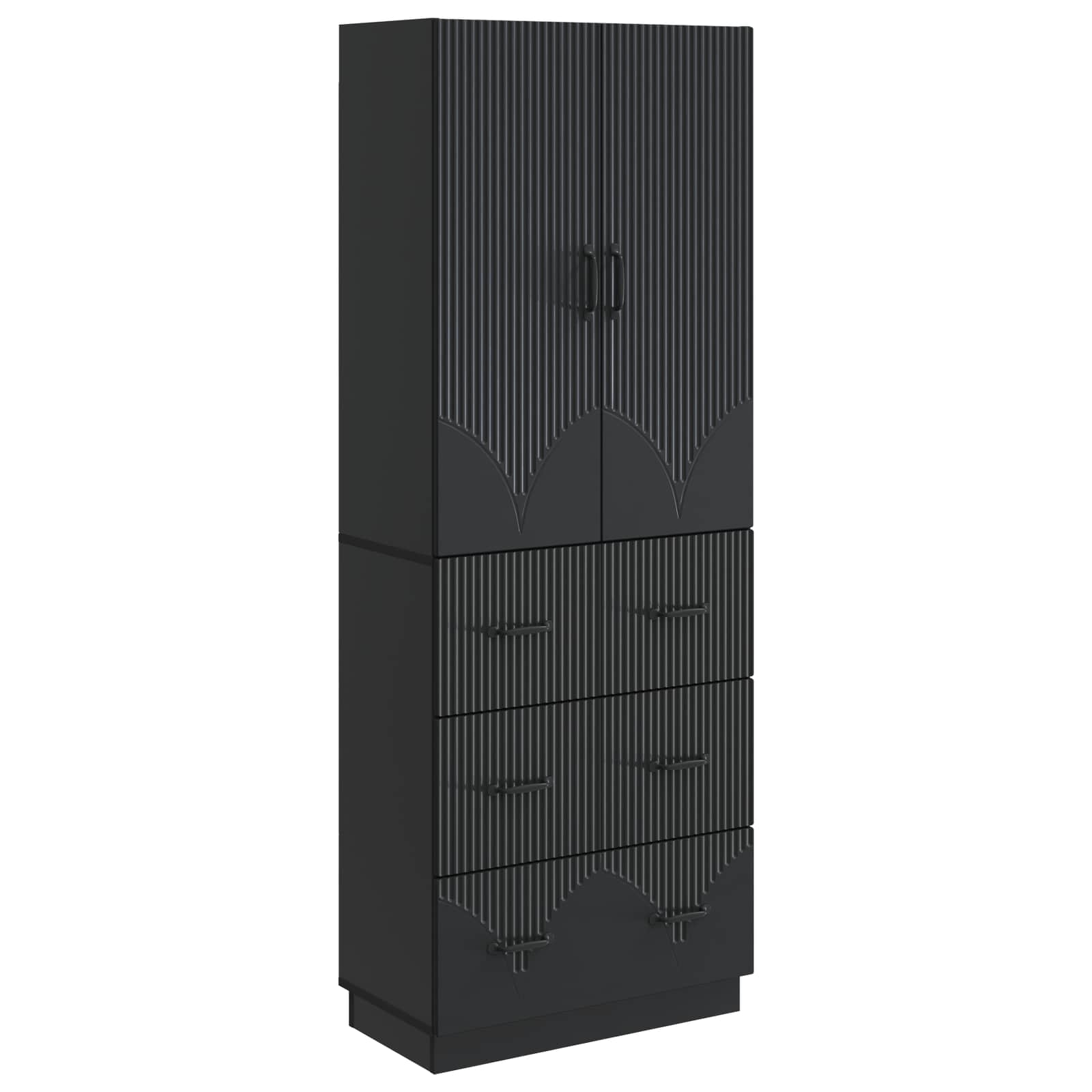 vidaXL Cabinet Set 2 pcs 66 x 34.5 x 87 cm Engineered Wood Black 2