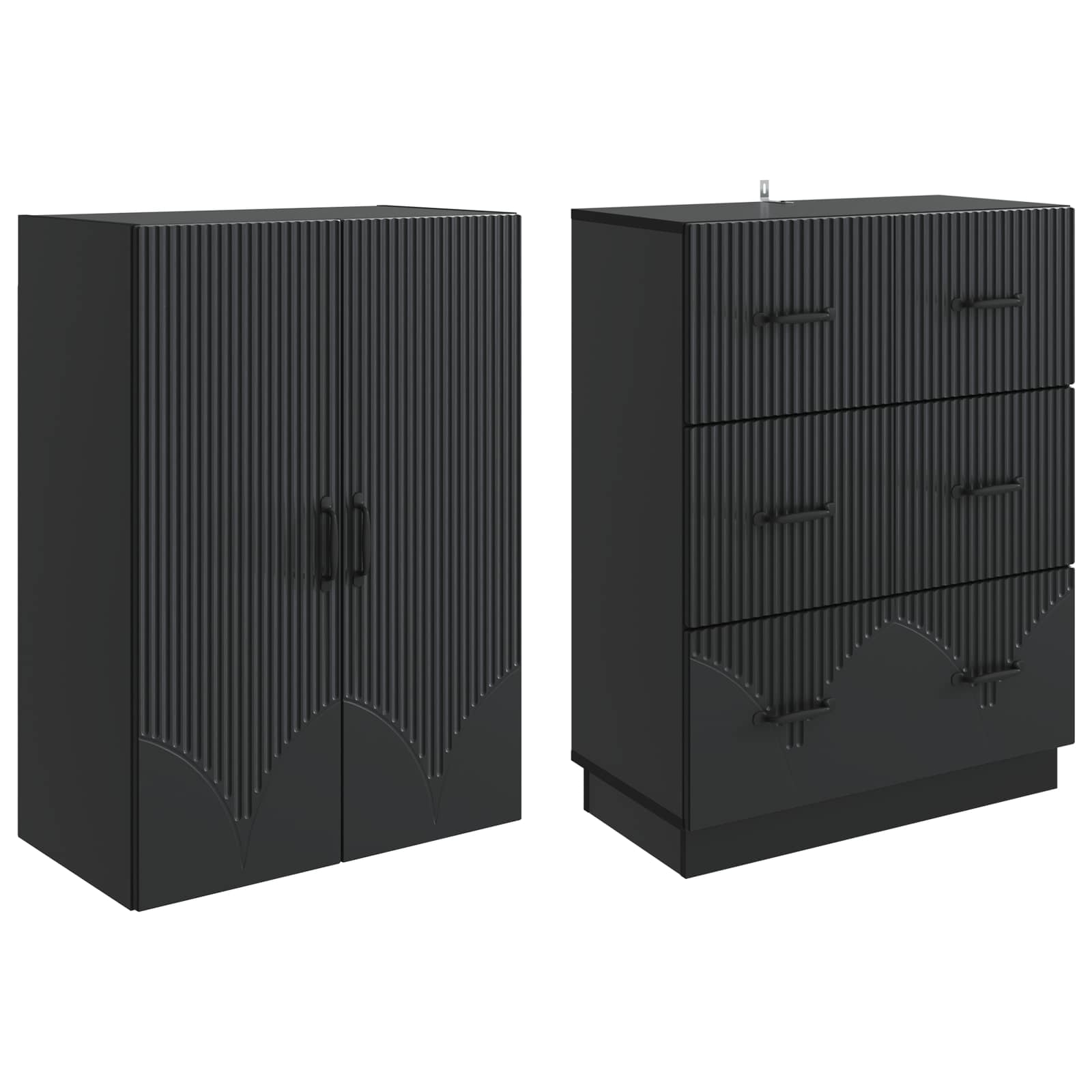 vidaXL Cabinet Set 2 pcs 66 x 34.5 x 87 cm Engineered Wood Black 4