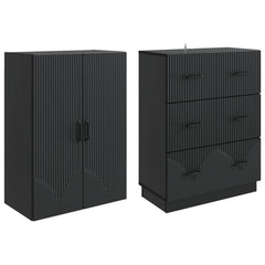 vidaXL Cabinet Set 2 pcs 66 x 34.5 x 87 cm Engineered Wood Black 4