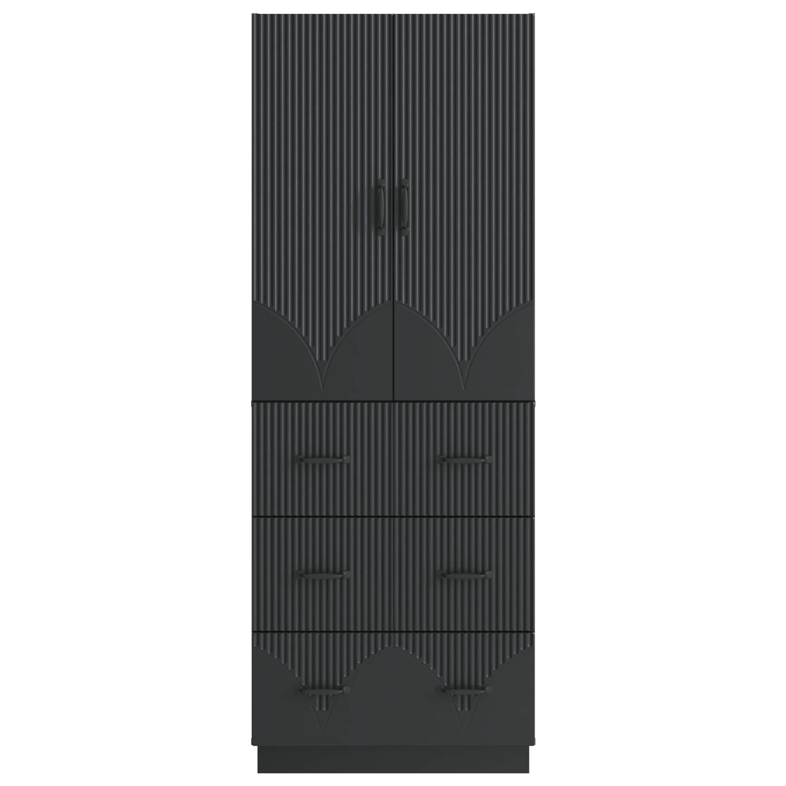 vidaXL Cabinet Set 2 pcs 66 x 34.5 x 87 cm Engineered Wood Black 5
