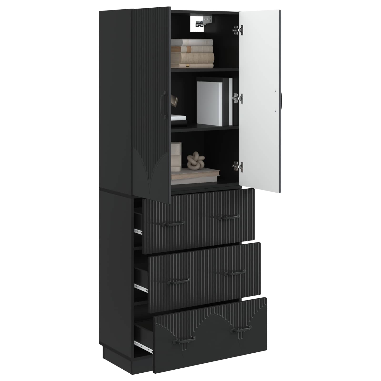 vidaXL Cabinet Set 2 pcs 66 x 34.5 x 87 cm Engineered Wood Black 3
