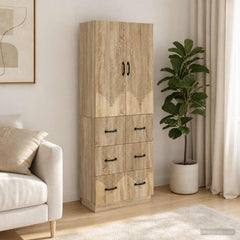 vidaXL Cabinet Set 2 pcs 66 x 34.5 x 87 cm Engineered Wood Sonoma Oak 1