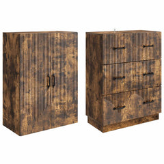 vidaXL Cabinet Set 2 pcs 66 x 34.5 x 87 cm Engineered Wood Smoked Oak 4