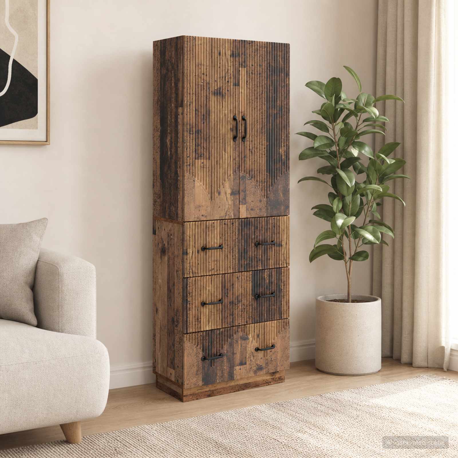 vidaXL Cabinet Set 2 pcs 66 x 34.5 x 87 cm Engineered Wood Old Wood 1