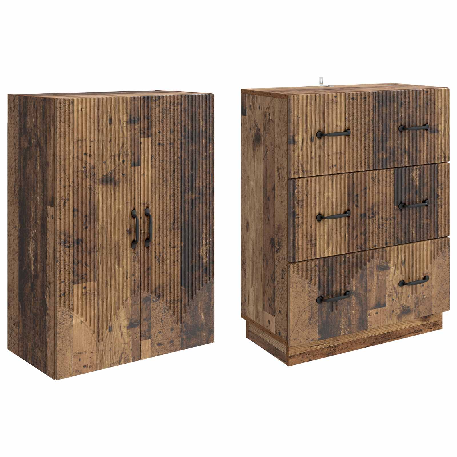 vidaXL Cabinet Set 2 pcs 66 x 34.5 x 87 cm Engineered Wood Old Wood 4