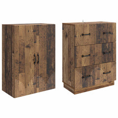 vidaXL Cabinet Set 2 pcs 66 x 34.5 x 87 cm Engineered Wood Old Wood 4