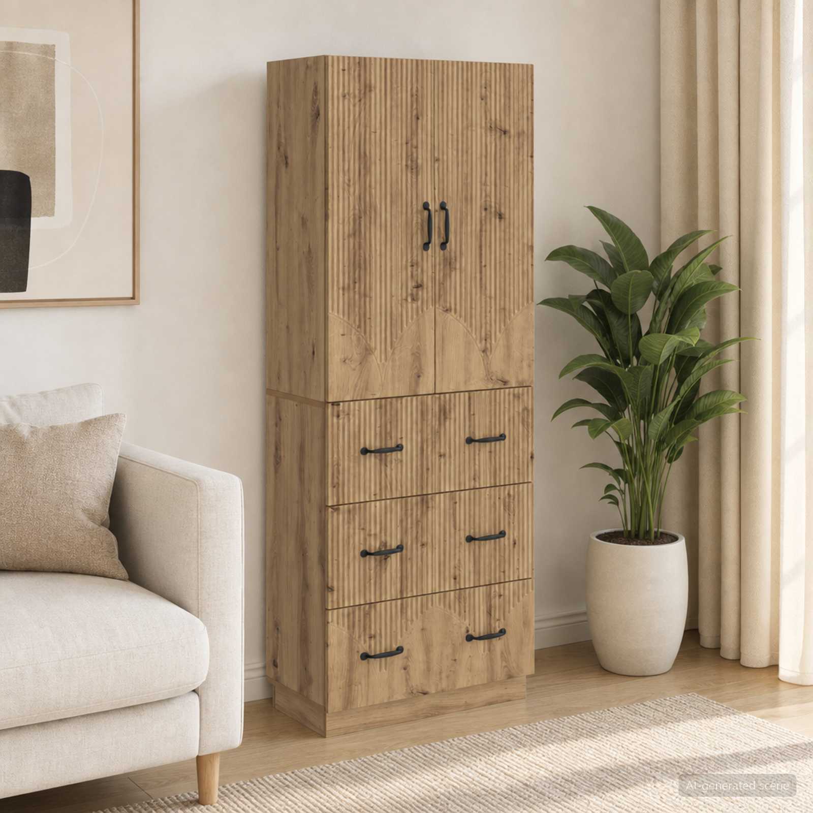 vidaXL Cabinet Set 2 pcs 66 x 34.5 x 87 cm Engineered Wood Artisan Oak 1