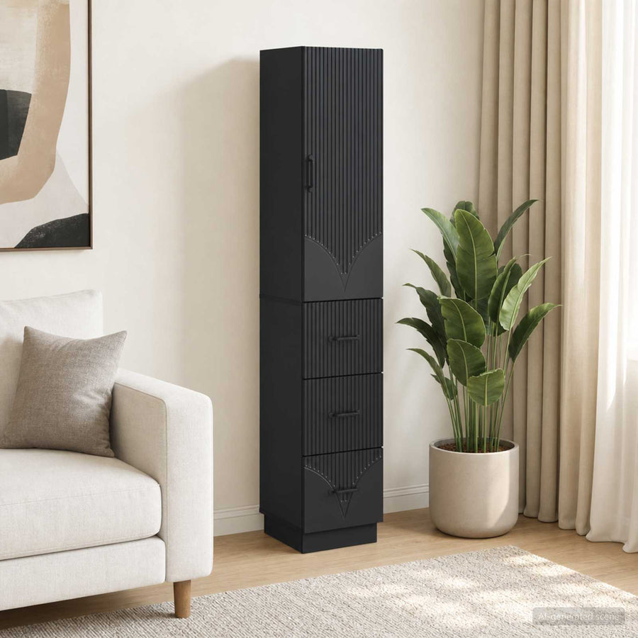 vidaXL Cabinet Set 2 pcs 33 x 34.5 x 87 cm Engineered Wood Black 1