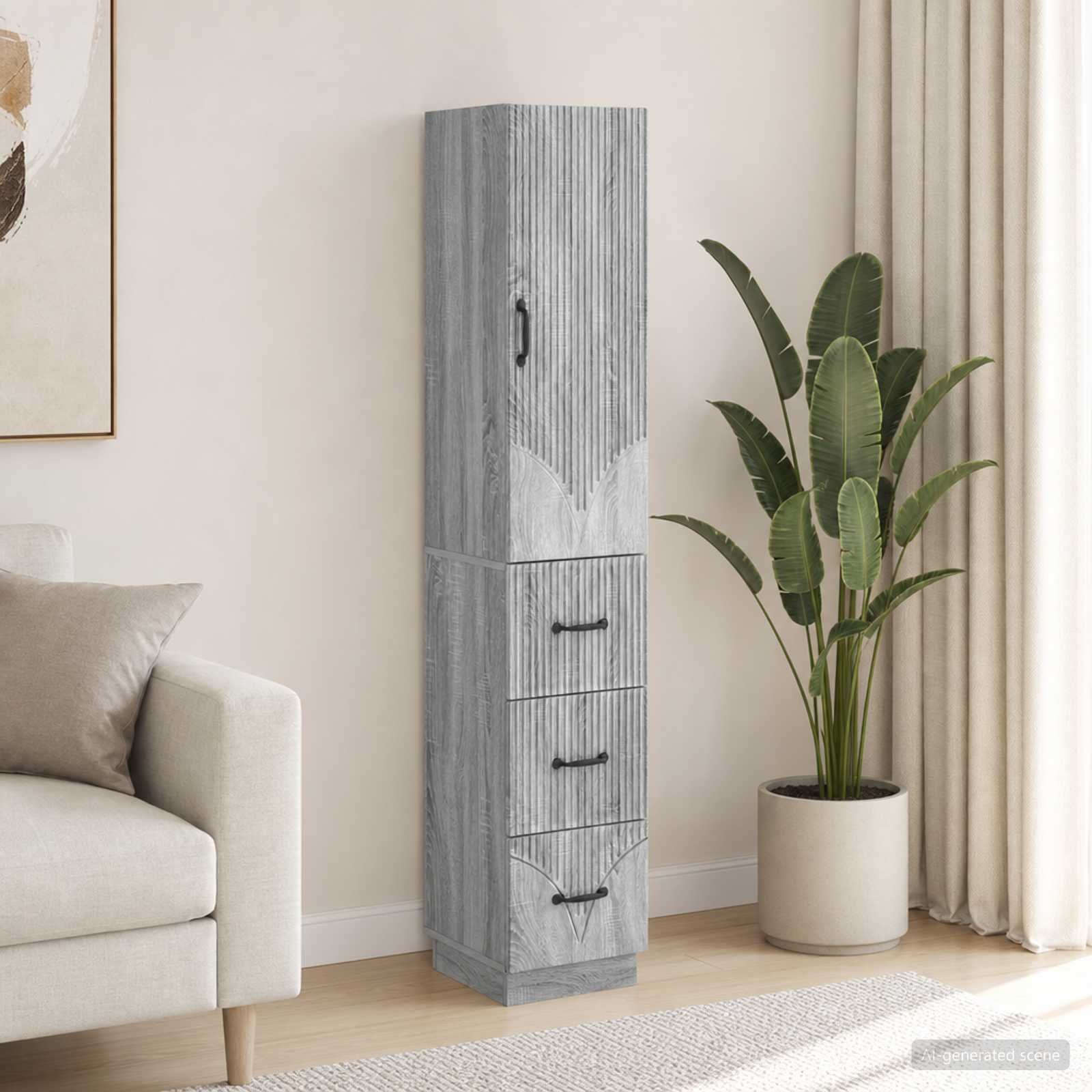 vidaXL Cabinet Set 2 pcs 33 x 34.5 x 87 cm Engineered Wood Grey Sonoma 1