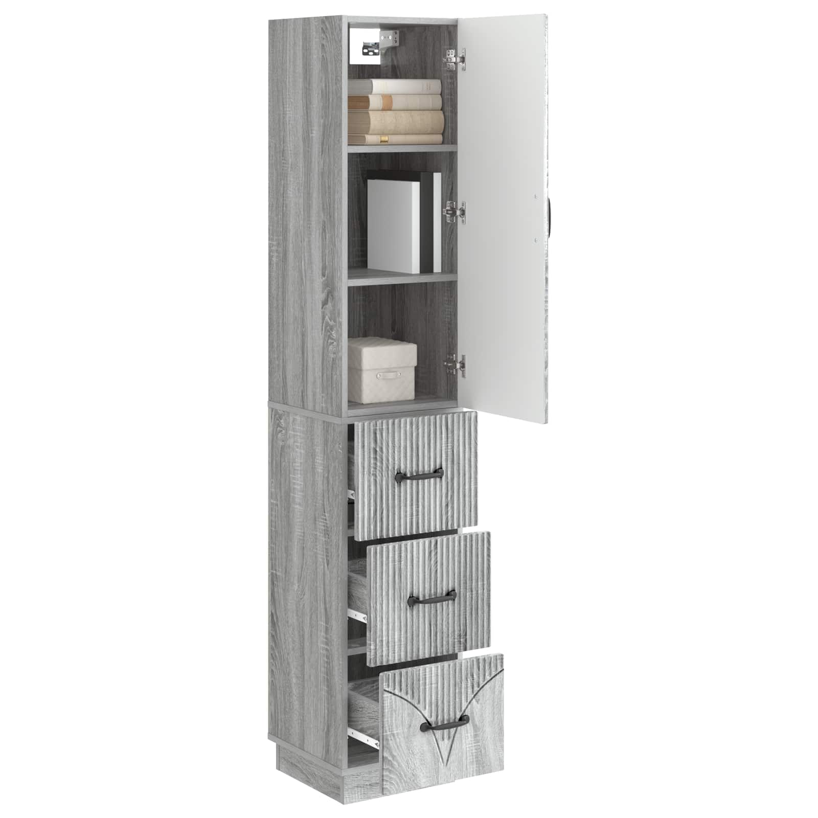 vidaXL Cabinet Set 2 pcs 33 x 34.5 x 87 cm Engineered Wood Grey Sonoma 3