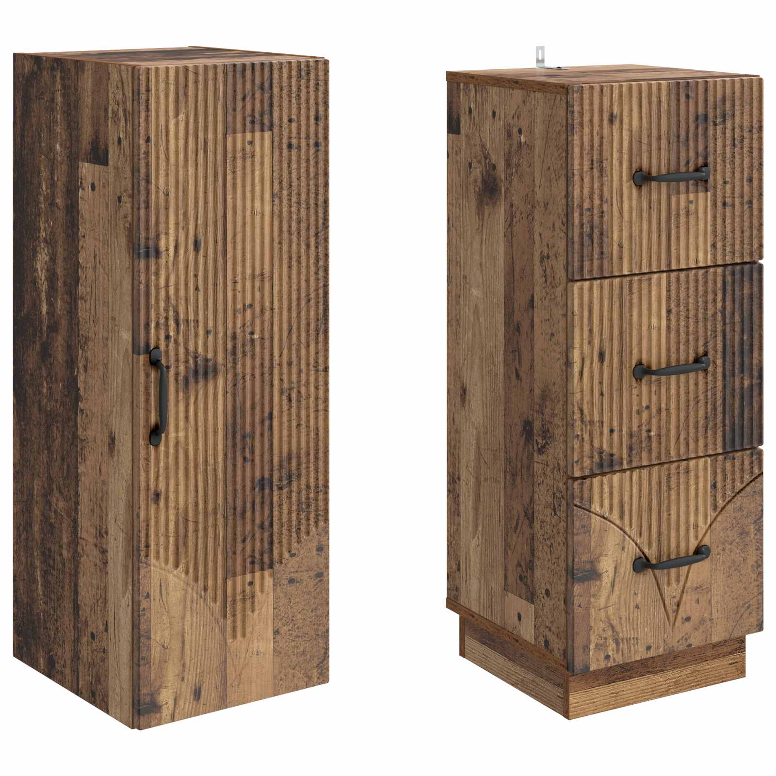 vidaXL Cabinet Set 2 pcs 33 x 34.5 x 87 cm Engineered Wood Old Wood 4