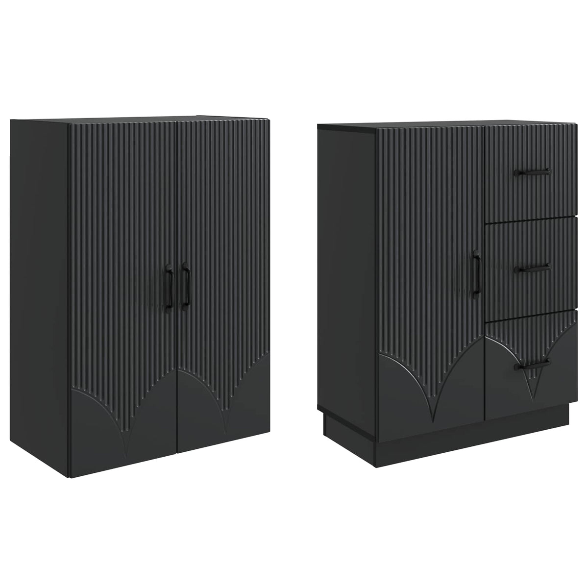 Cabinet Set 2 pcs Engineered Wood Black