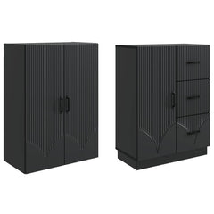 Cabinet Set 2 pcs Engineered Wood Black