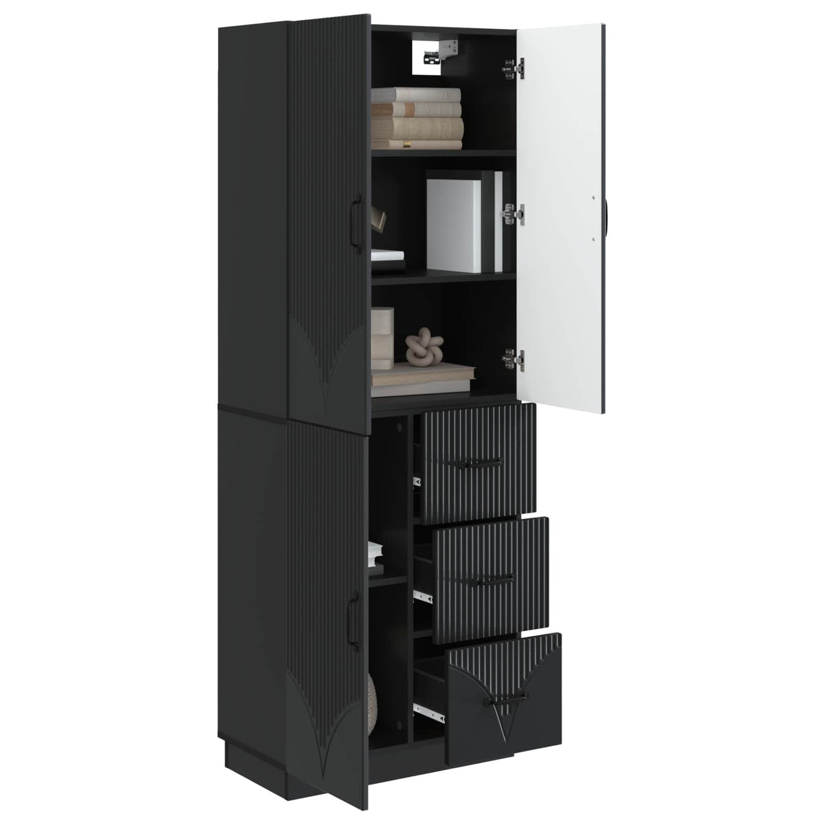 Cabinet Set 2 pcs Engineered Wood Black