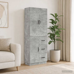 Cabinet Set 2 pcs Engineered Wood Concrete grey