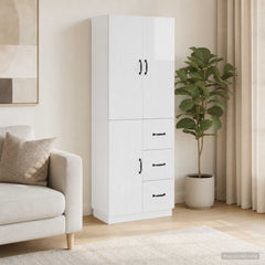 Cabinet Set 2 pcs Engineered Wood High gloss white