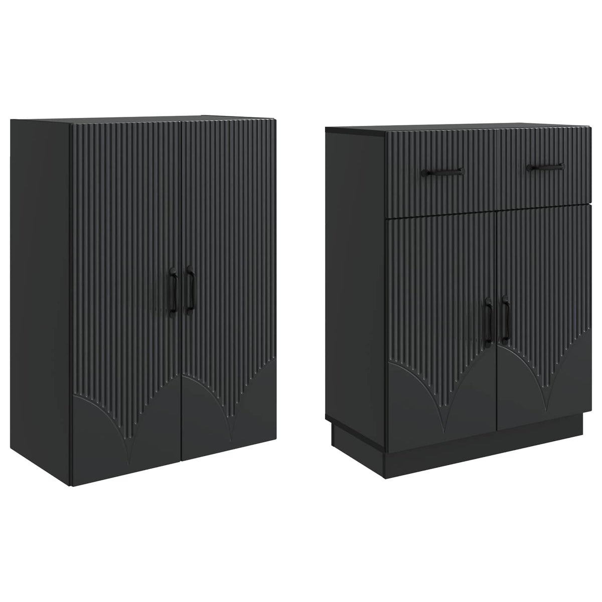 Cabinet Set 2 pcs Engineered Wood Black