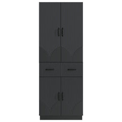 Cabinet Set 2 pcs Engineered Wood Black