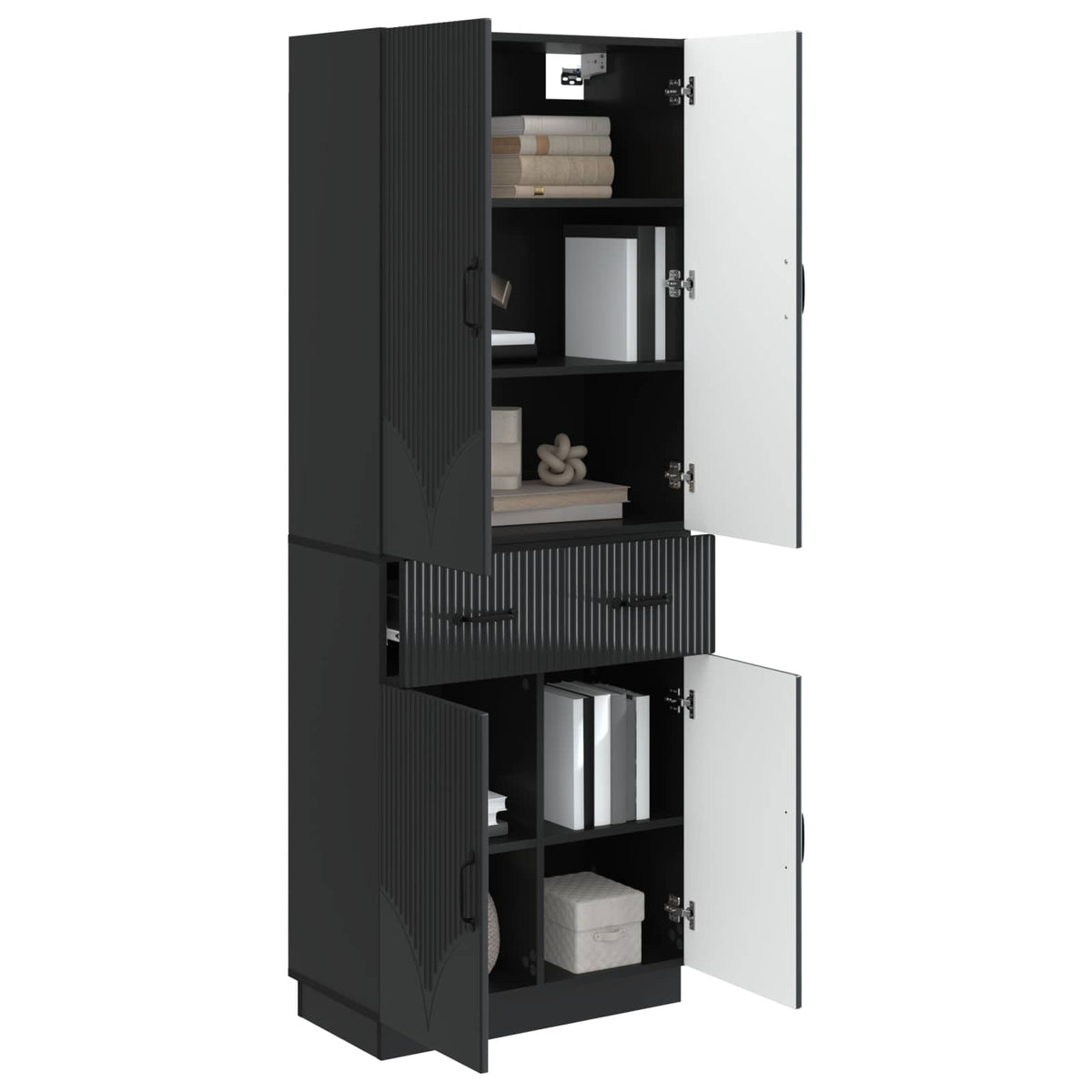 Cabinet Set 2 pcs Engineered Wood Black
