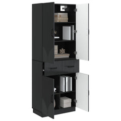 Cabinet Set 2 pcs Engineered Wood Black