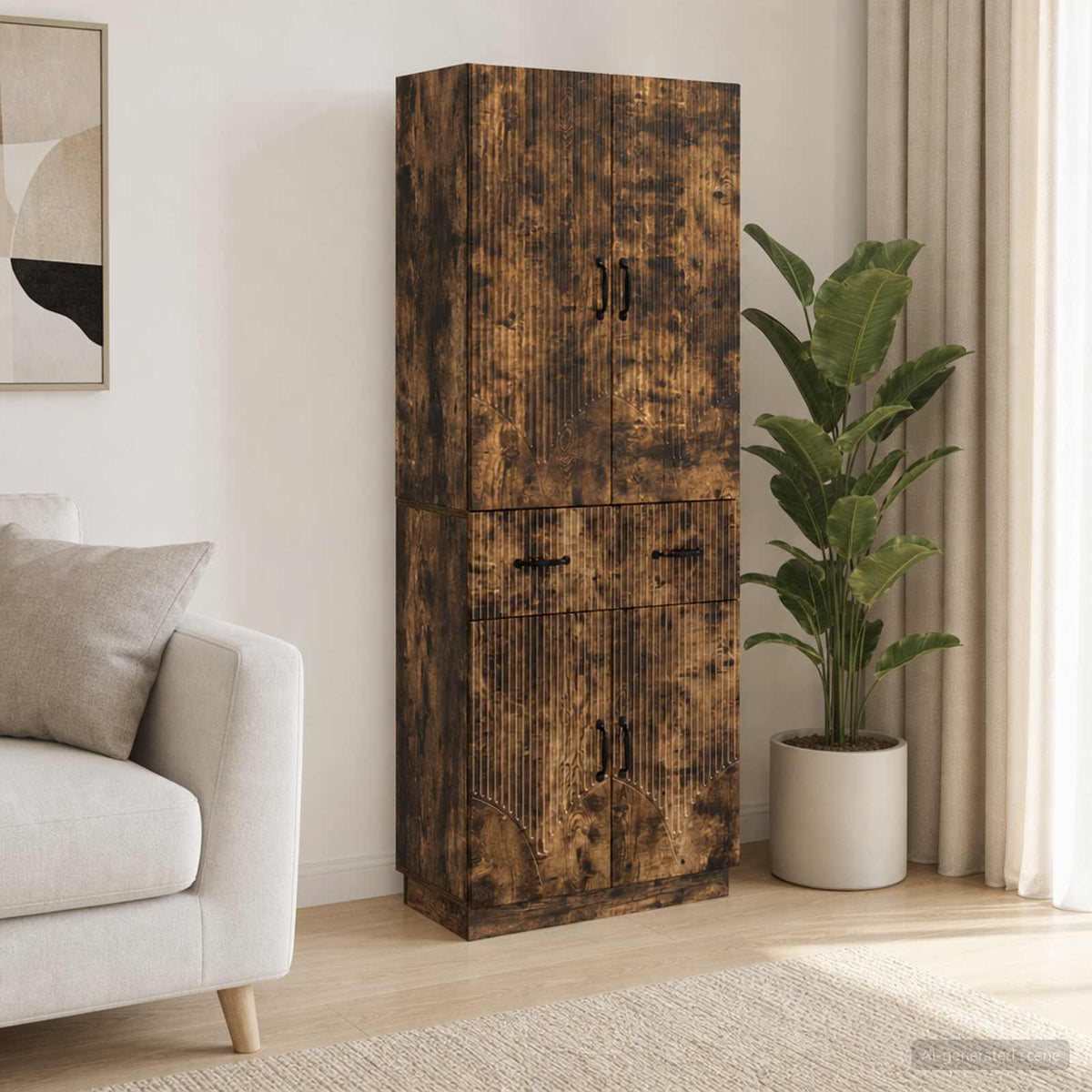Cabinet Set 2 pcs Engineered Wood Smoked oak